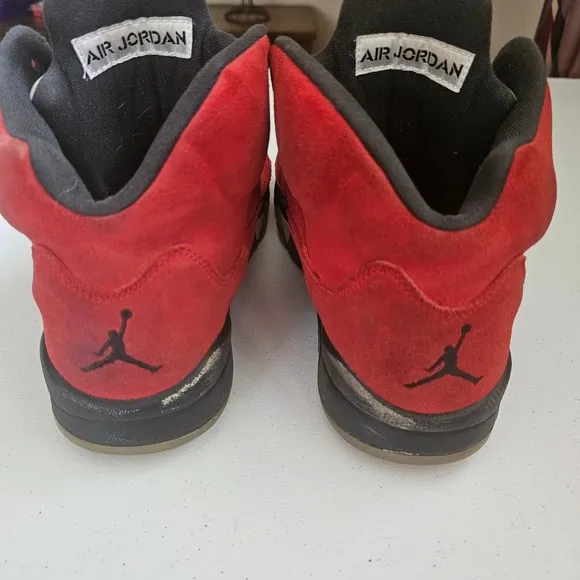 Air Jordan 5 Retro Raging Bull Red Suede Basketball Shoes 10.5