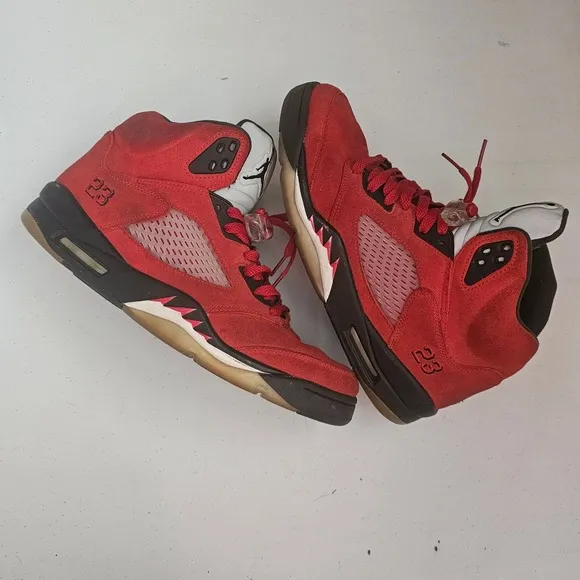 Air Jordan 5 Retro Raging Bull Red Suede Basketball Shoes 10.5