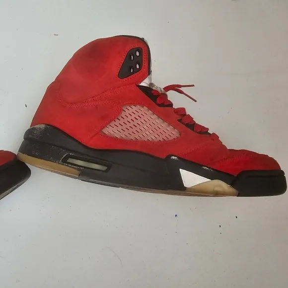 Air Jordan 5 Retro Raging Bull Red Suede Basketball Shoes 10.5
