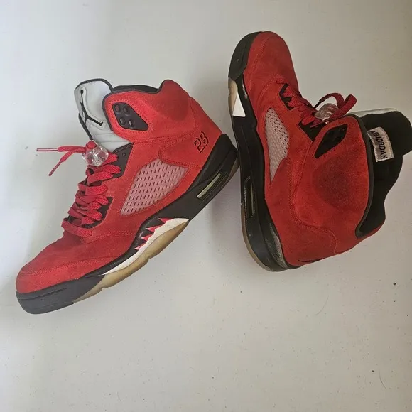 Air Jordan 5 Retro Raging Bull Red Suede Basketball Shoes 10.5