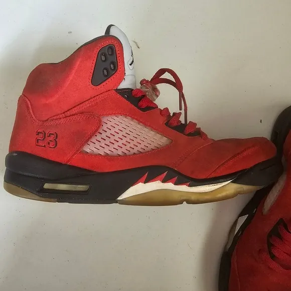 Air Jordan 5 Retro Raging Bull Red Suede Basketball Shoes 10.5