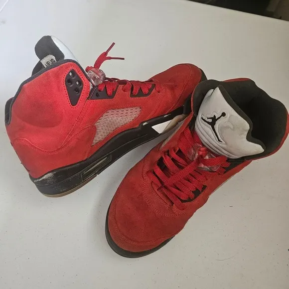 Air Jordan 5 Retro Raging Bull Red Suede Basketball Shoes 10.5