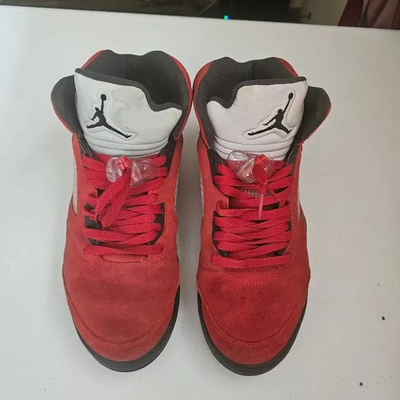 Air Jordan 5 Retro Raging Bull Red Suede Basketball Shoes 10.5
