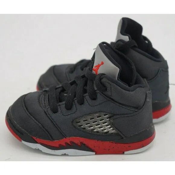 Air Jordan 5 Retro Satin Bred Black Red Basketball Shoes 440880-008 Size 5C