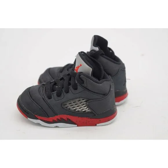 Air Jordan 5 Retro Satin Bred Black Red Basketball Shoes 440880-008 Size 5C