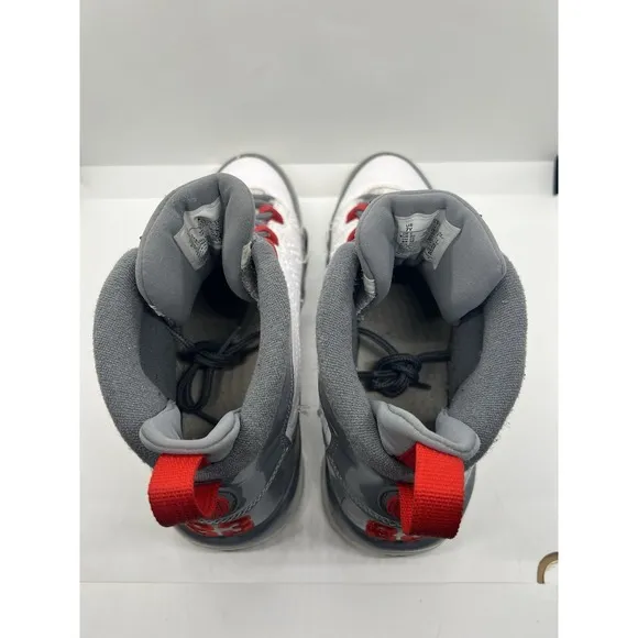 Air Jordan 9 Retro Fire Red Youth Size 7Y White Gray Shoes Sneakers CT8019-162