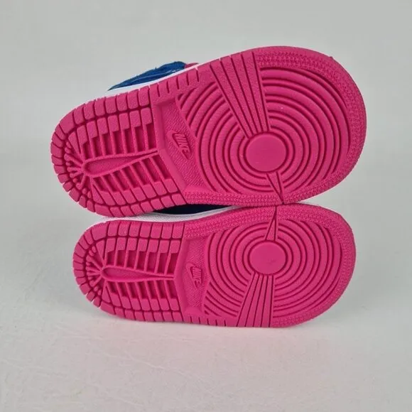 Air Jordan Retro 1 Mid Techno Blue Pink Girls' Toddler