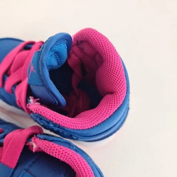 Air Jordan Retro 1 Mid Techno Blue Pink Girls' Toddler