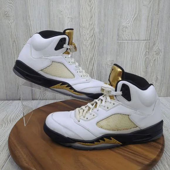 Air Jordan Retro 5 V Olympic Gold Megal 2016 Men's Size 13 Athletic Shoes