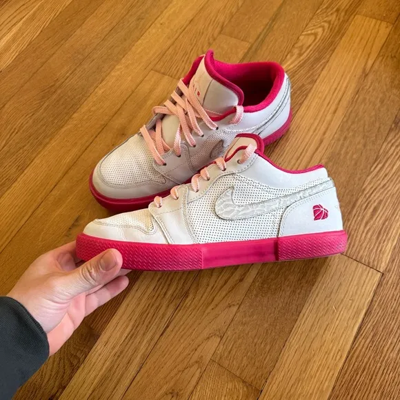 Air Jordan Retro V 1 White &amp; Pink Low OG Shoes