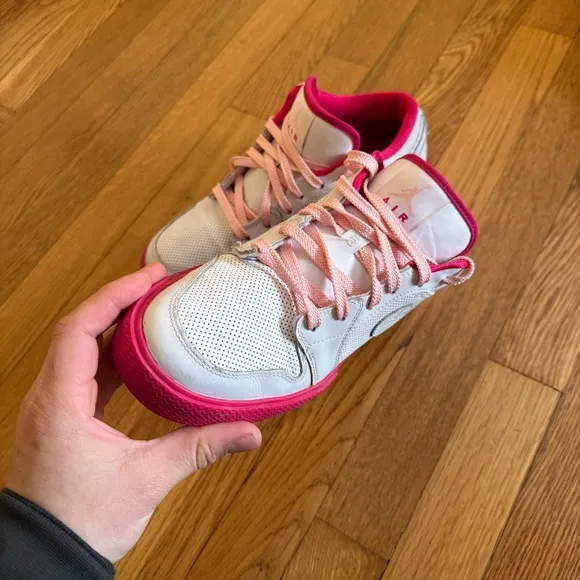 Air Jordan Retro V 1 White &amp; Pink Low OG Shoes