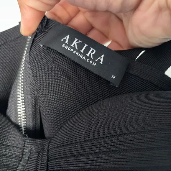 AKIRA Body Con Bandage Sheath Evening Dress Black Sz M