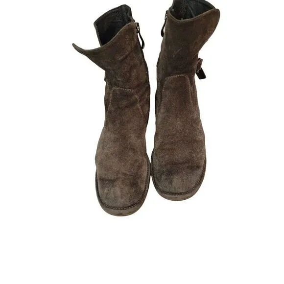 Alberto Fermani Ankle Boots Women's Sz 8.5 Suede Distressed Boho Brown