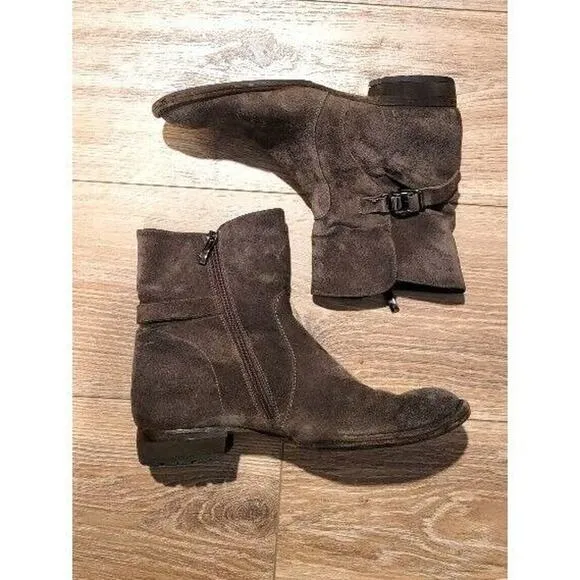 Alberto Fermani Ankle Boots Women's Sz 8.5 Suede Distressed Boho Brown