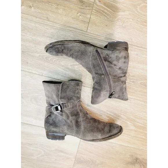 Alberto Fermani Ankle Boots Women's Sz 8.5 Suede Distressed Boho Brown