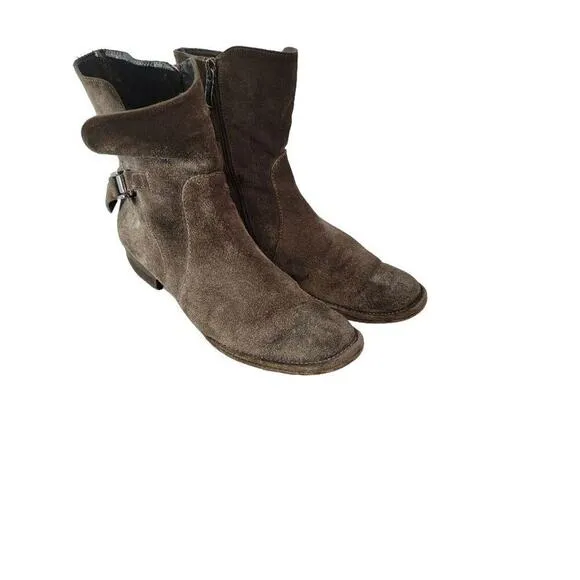 Alberto Fermani Ankle Boots Women's Sz 8.5 Suede Distressed Boho Brown