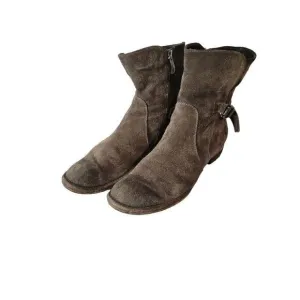 Alberto Fermani Ankle Boots Women's Sz 8.5 Suede Distressed Boho Brown