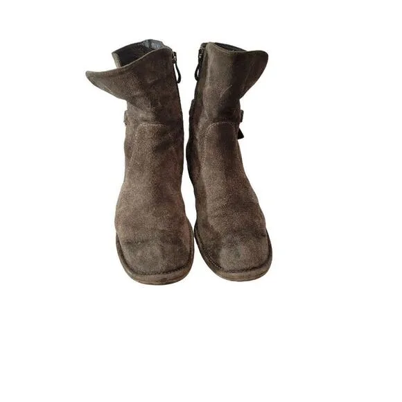 Alberto Fermani Ankle Boots Women's Sz 8.5 Suede Distressed Boho Brown