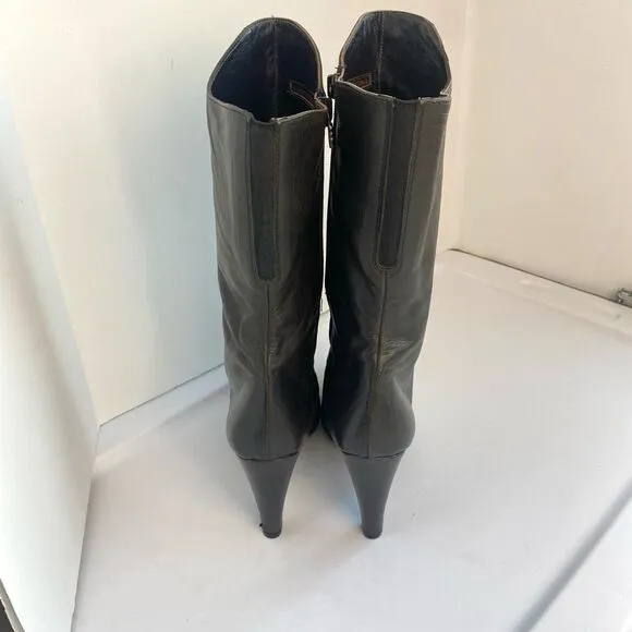 Alberto Fermani Italy 40 9 9.5 handmade Charcoal Grey leather heel boots Tall Vi