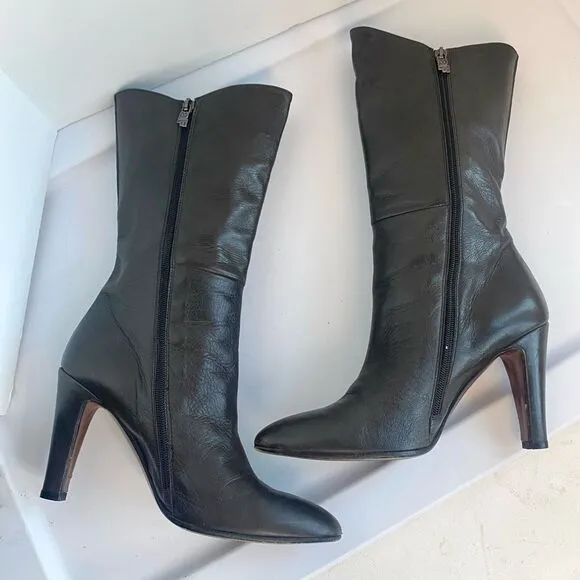 Alberto Fermani Italy 40 9 9.5 handmade Charcoal Grey leather heel boots Tall Vi