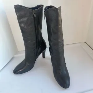 Alberto Fermani Italy 40 9 9.5 handmade Charcoal Grey leather heel boots Tall Vi