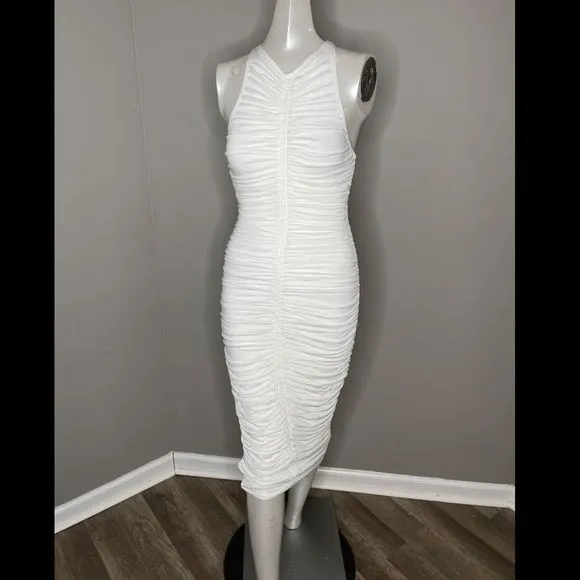 A.L.CAdrienne Ruched Racerback Dress In White