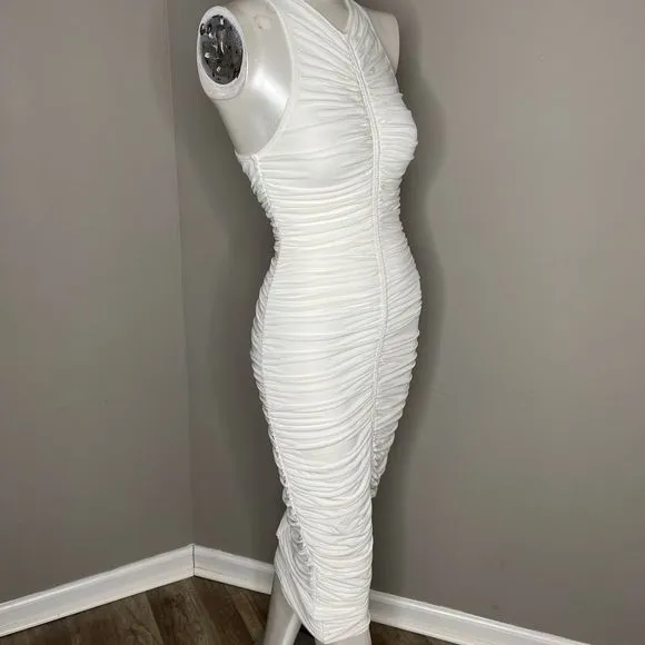 A.L.CAdrienne Ruched Racerback Dress In White