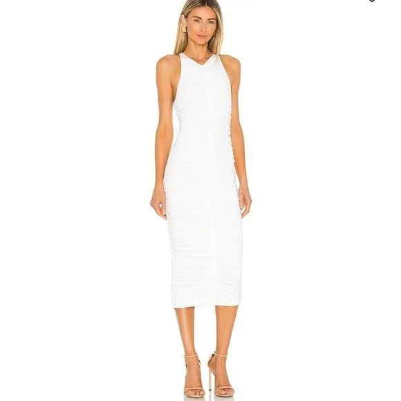 A.L.CAdrienne Ruched Racerback Dress In White