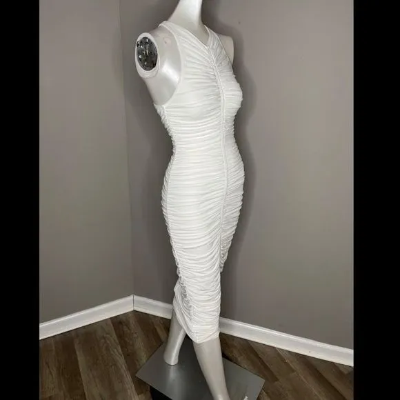 A.L.CAdrienne Ruched Racerback Dress In White