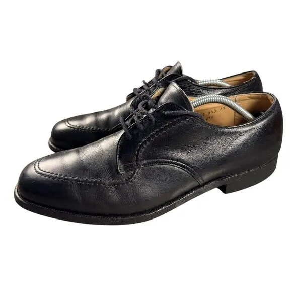 Alden 471 Mens 11 CE Moc Toe Blucher Oxford Black‎ Leather Lace Up Dress Shoes