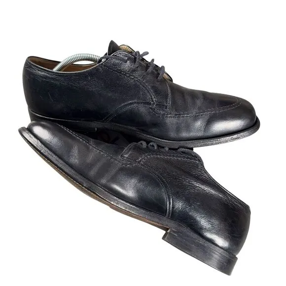 Alden 471 Mens 11 CE Moc Toe Blucher Oxford Black‎ Leather Lace Up Dress Shoes