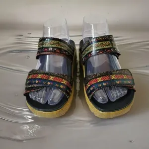 Alegria by PG Lite Boho Glitter Floral Slide Platform Sandals 36