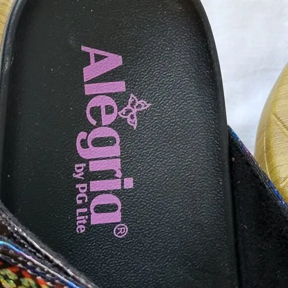 Alegria by PG Lite Boho Glitter Floral Slide Platform Sandals 36