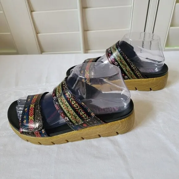 Alegria by PG Lite Boho Glitter Floral Slide Platform Sandals 36