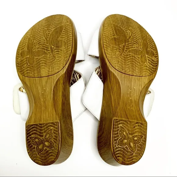 Alegria Embroidered Leather Slip-on Wedge Sandals