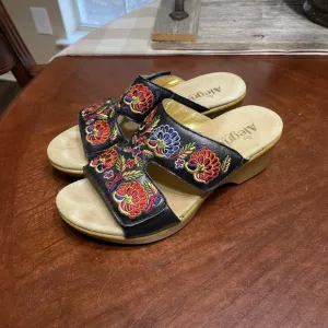 Alegria Linn Womens 41 / 10.5-11 Wedge Sandals LIN-601n Embroidered Leather Boho
