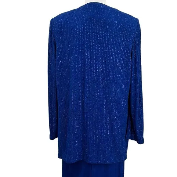 Alex Evenings Deep Royal Blue Glitter Embellished 2-Piece Jacket Gown Size 1200