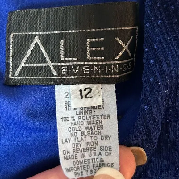 Alex Evenings Deep Royal Blue Glitter Embellished 2-Piece Jacket Gown Size 1200
