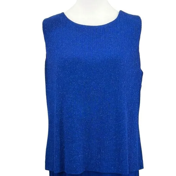 Alex Evenings Deep Royal Blue Glitter Embellished 2-Piece Jacket Gown Size 1200