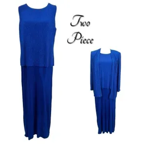 Alex Evenings Deep Royal Blue Glitter Embellished 2-Piece Jacket Gown Size 1200