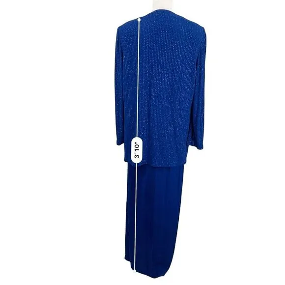 Alex Evenings Deep Royal Blue Glitter Embellished 2-Piece Jacket Gown Size 1200