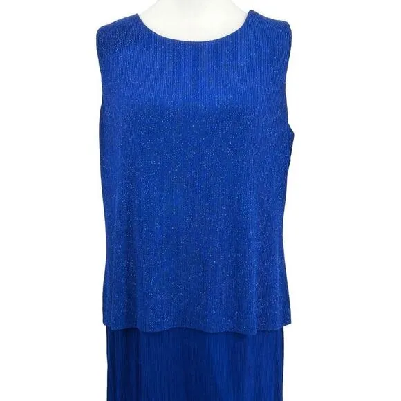 Alex Evenings Deep Royal Blue Glitter Embellished 2-Piece Jacket Gown Size 1200