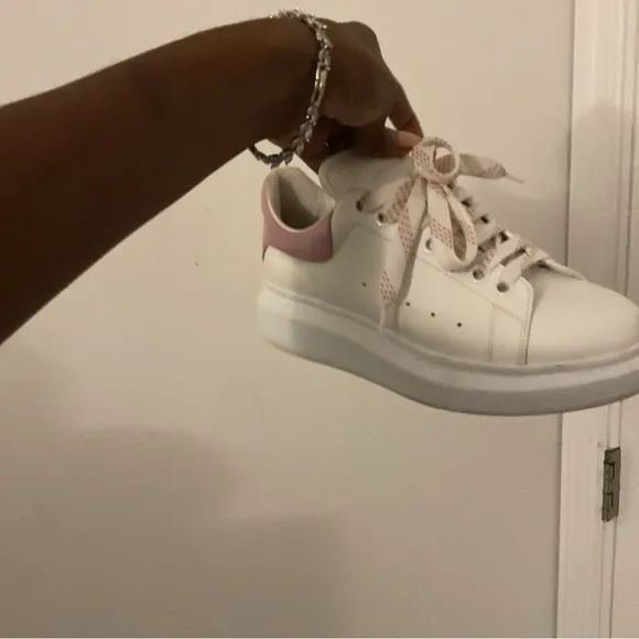 Alexander McQueen White and Pink Sneakers Minimalist Design