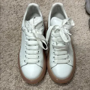 Alexander McQueen White and Tan Sneakers Minimalist Design
