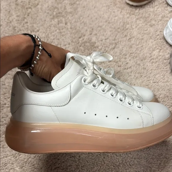 Alexander McQueen White and Tan Sneakers Minimalist Design