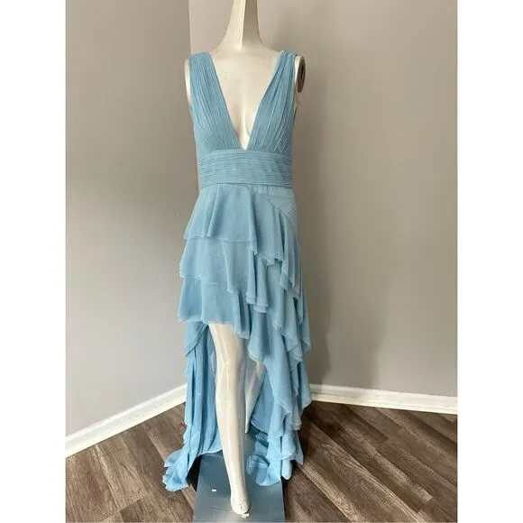 Alice   Olivia Holly Asymmetric Ruffle Midi Dress Size 6 $695