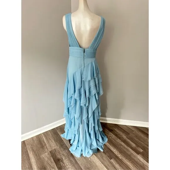 Alice   Olivia Holly Asymmetric Ruffle Midi Dress Size 6 $695