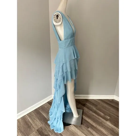 Alice   Olivia Holly Asymmetric Ruffle Midi Dress Size 6 $695