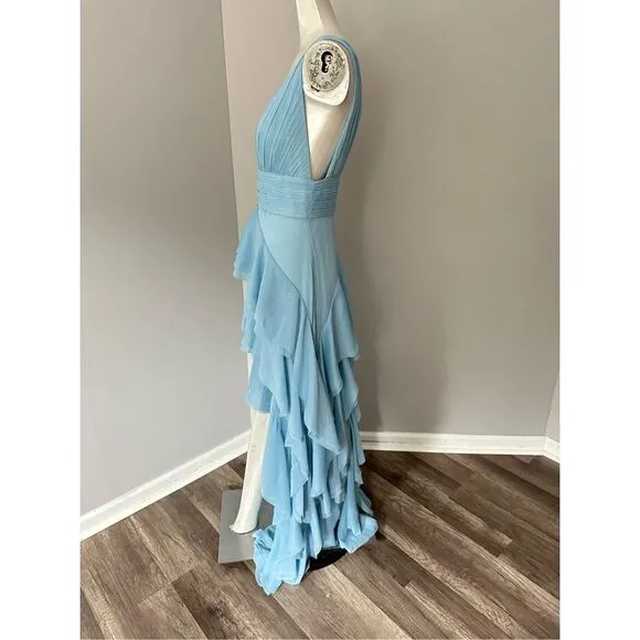 Alice   Olivia Holly Asymmetric Ruffle Midi Dress Size 6 $695