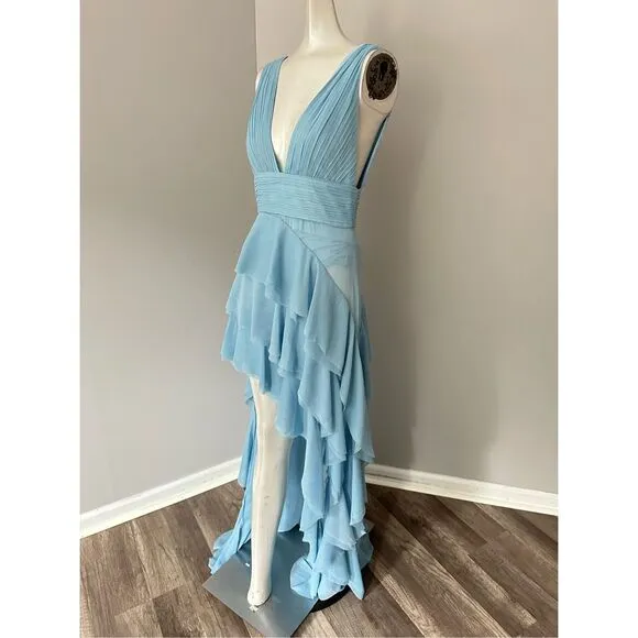 Alice   Olivia Holly Asymmetric Ruffle Midi Dress Size 6 $695